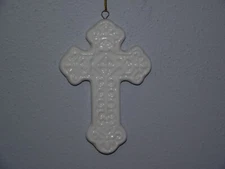 New 3.5" white porcelain religious wall cross baby nursery baptism 1st communion