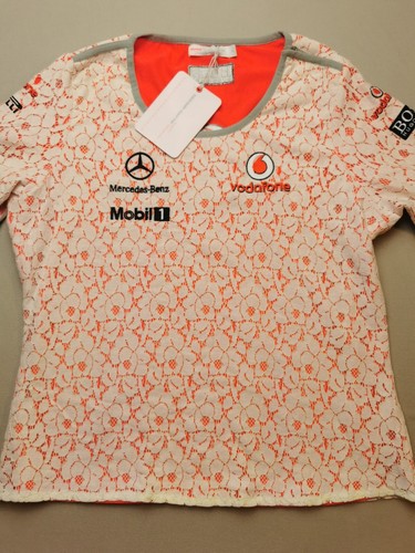 Vodafone McLaren Mercedes F1 Team Womens UK XL Lace Short Sleeve Top (NWT) BOSS - Picture 2 of 19