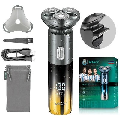 VGR Electric Shaver Men Rotary Waterproof Face Beard Shaving Machine Trimmer USB