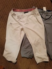 Under Armour Women's UA Strike Zone Softball Pants Large Grey and White Team