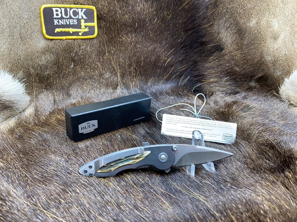 Cuchillo Buck 0292B01-B Impulse Liner Lock con inserto de ciervo - Como nuevo en caja bonito Foto 4 de 4