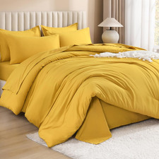King Size 7 Piece Bed in a Bag Comforter Set Mustard Yellow Bedding Set