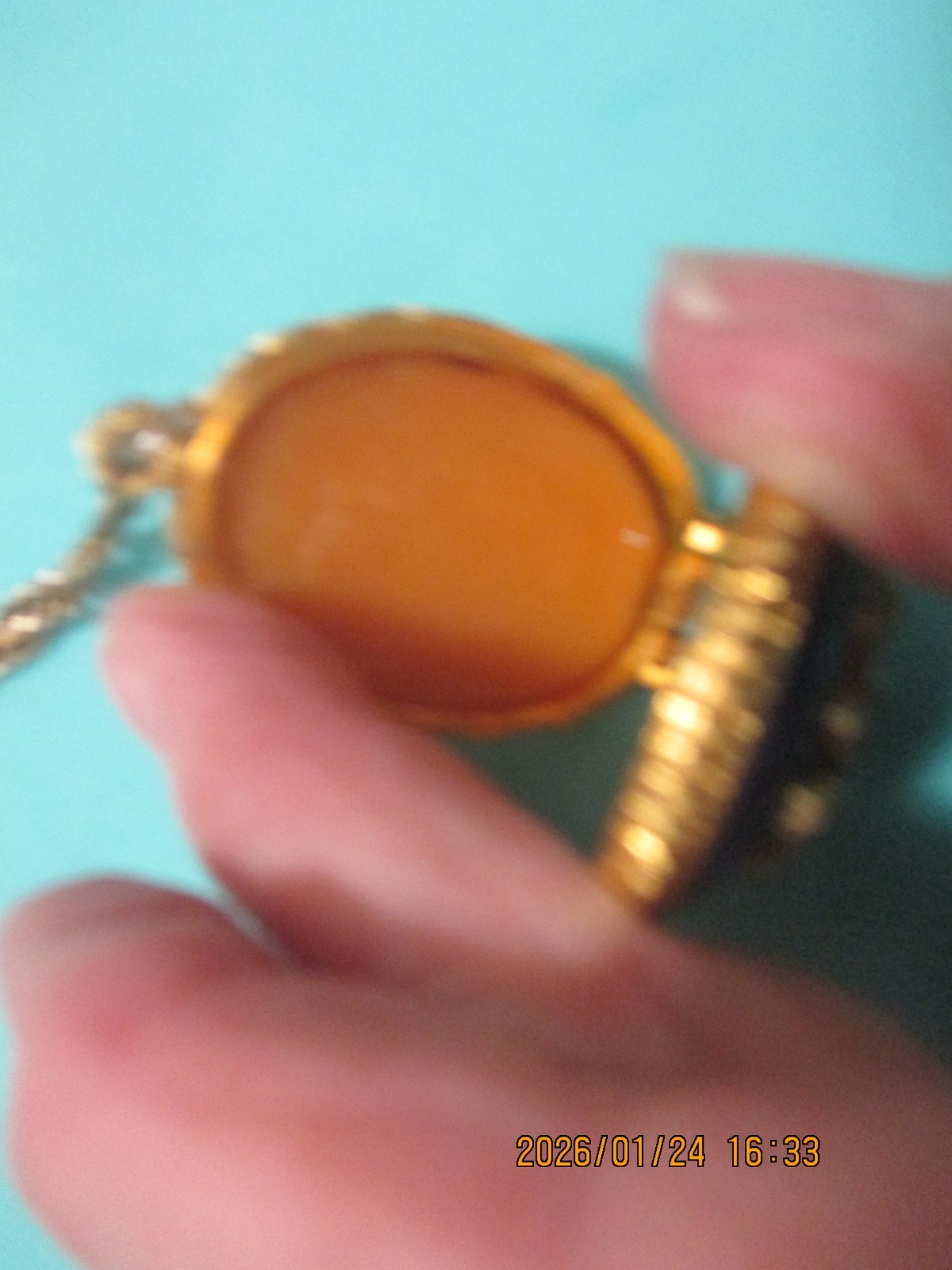 Max Factor Solid Perfume Locket Blue Enameled Pen… - image 4