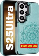 Green Wallet Case for Samsung Galaxy S25 Ultra 6.9", Kickstand, Card Holder