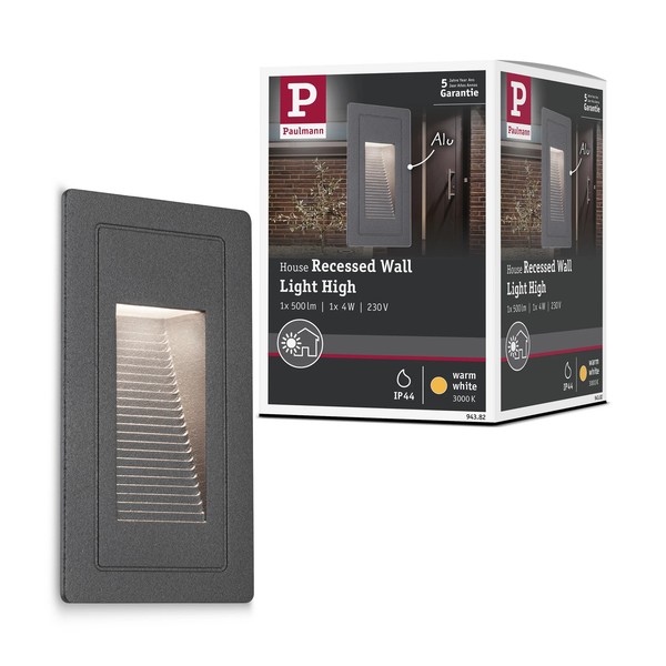 LED AußEnwandeinbauleuchte High IP44 Eckig 103X62 Mm 3000K 4W 30Lm 230V Schwarz-image