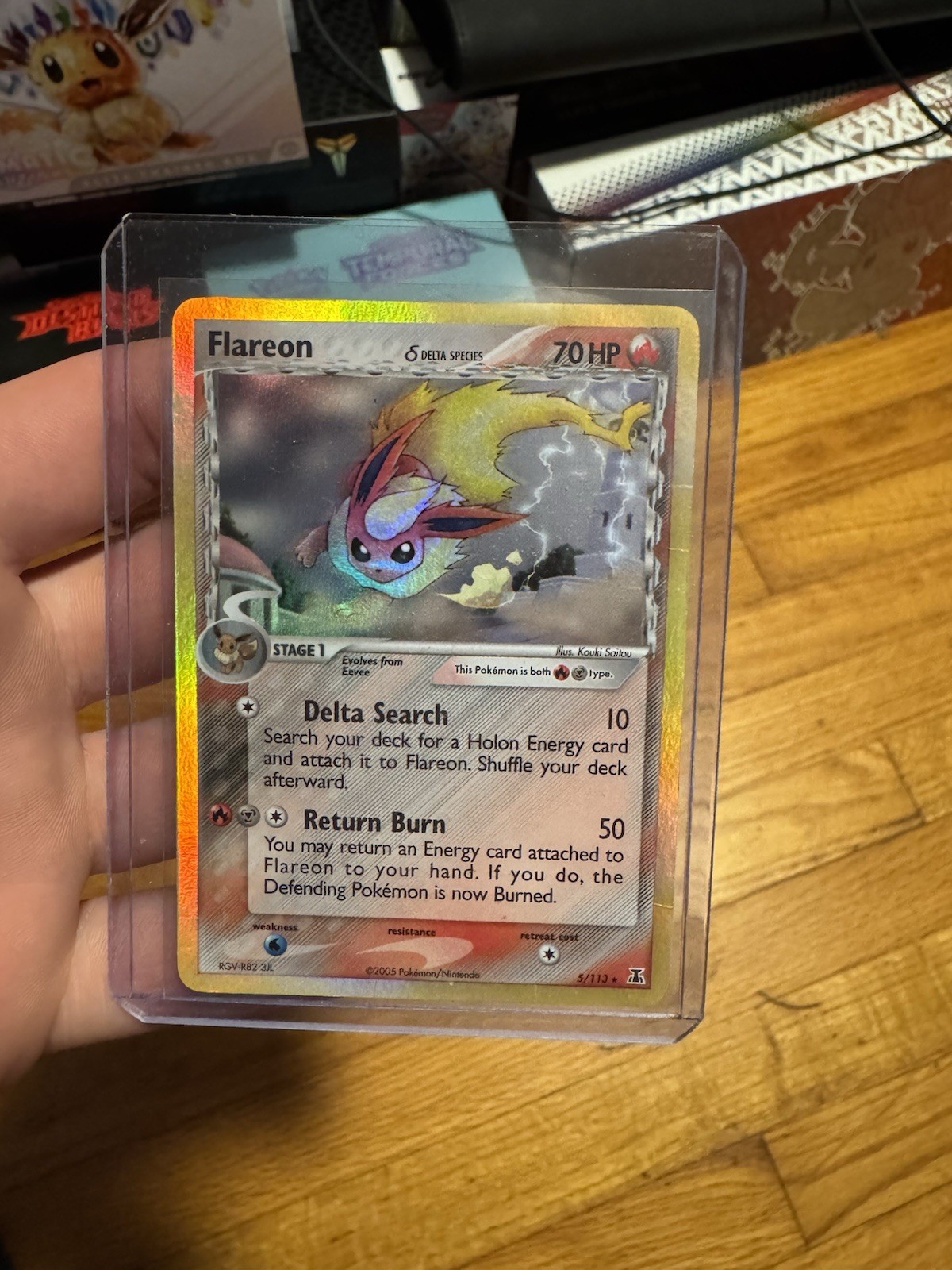 Flareon Holo Pokemon Card ex Delta Species 5/113 Ungraded Raw LP+