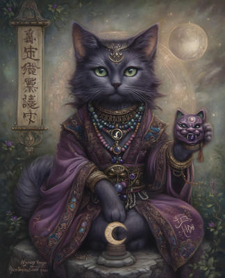 8x10 Cat Dressed As A Princess With Purple Robe & A Art Print - 981531731