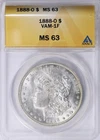 1888-O Morgan Silver Dollar ANACS MS-63 VAM-1F Clashed Obverse Radial Die Crack