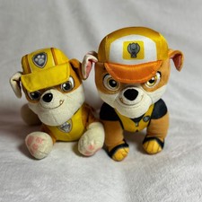Paw Patrol Rubble Plush Lot of 2 - 8.25 Yellow Tool  8" Pup Pals Spin Master