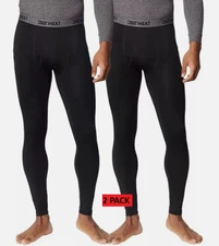32 Degrees Men's Black Heat Pant 2-pack Base Layer Pant, Sz Small