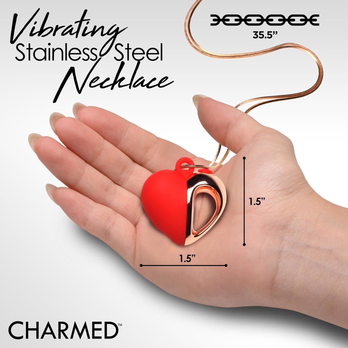 CHARMED 10X Vibrating Premium Silicone Heart Necklace for Women, Men, &  Couples