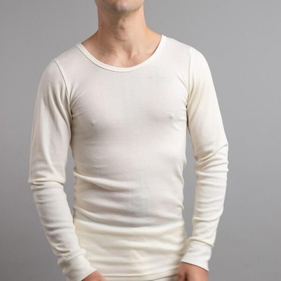 Mens Size S & XL Ktena Beige Australia Made Wool Blend Long Sleeve Spencer Therm