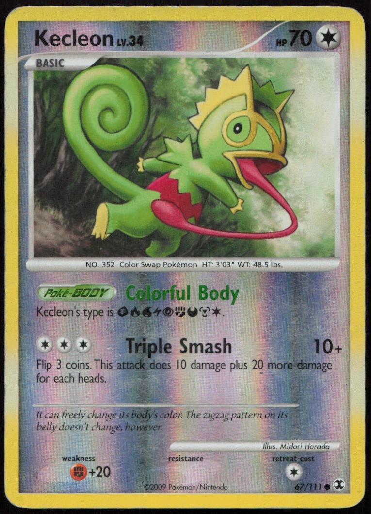 Kecleon 67/111 HP Rising Rivals Common Reverse Holo Pokemon