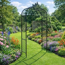 Garden Metal Arch Rose Climbing Plant Frame Archway Arbour  Fleur de Lys Black