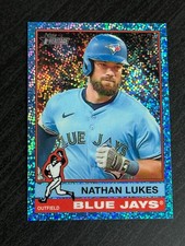 2025 Topps Heritage Nathan Lukes #601 Chrome Light Blue Sparkle Blue Jays Card