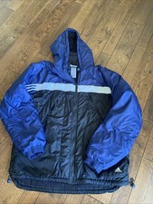 Vintage Y2K Adidas Hooded Puffer Jacket   Blue/Black   Men  s L
