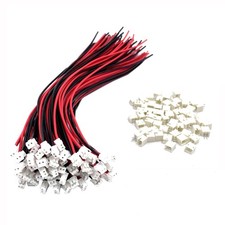 60 Pairs 28AWG 150mm JST ZH 1.5mm Pitch 2 Pin Female Connector and Male Plug ...