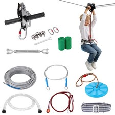 VEVOR 60 ft Zip Line Kit Trolley Slackers Zipline Up to 330 lb Teens Only