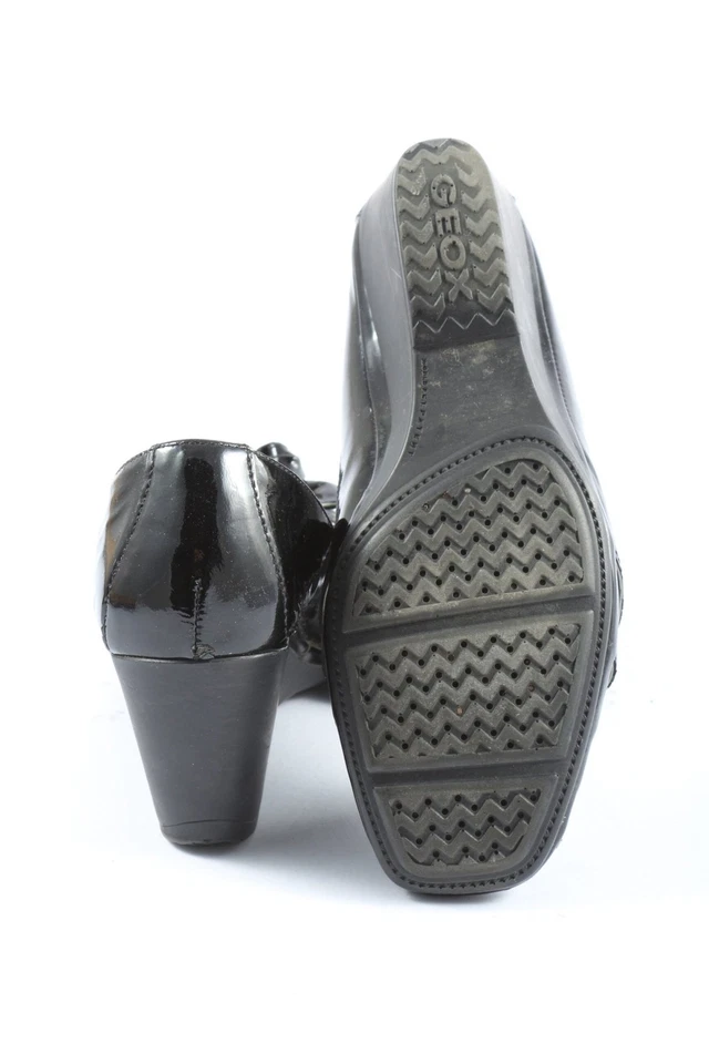 GEOX Zapatos de cuña Mujeres Tacones Talla EU 37.5 negro look efecto mojado - Imagen 2 de 4