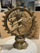 Vintage Dancing Shiva Nataraja Hindu God Bronze/Brass 9.5” Figurine/Statue
