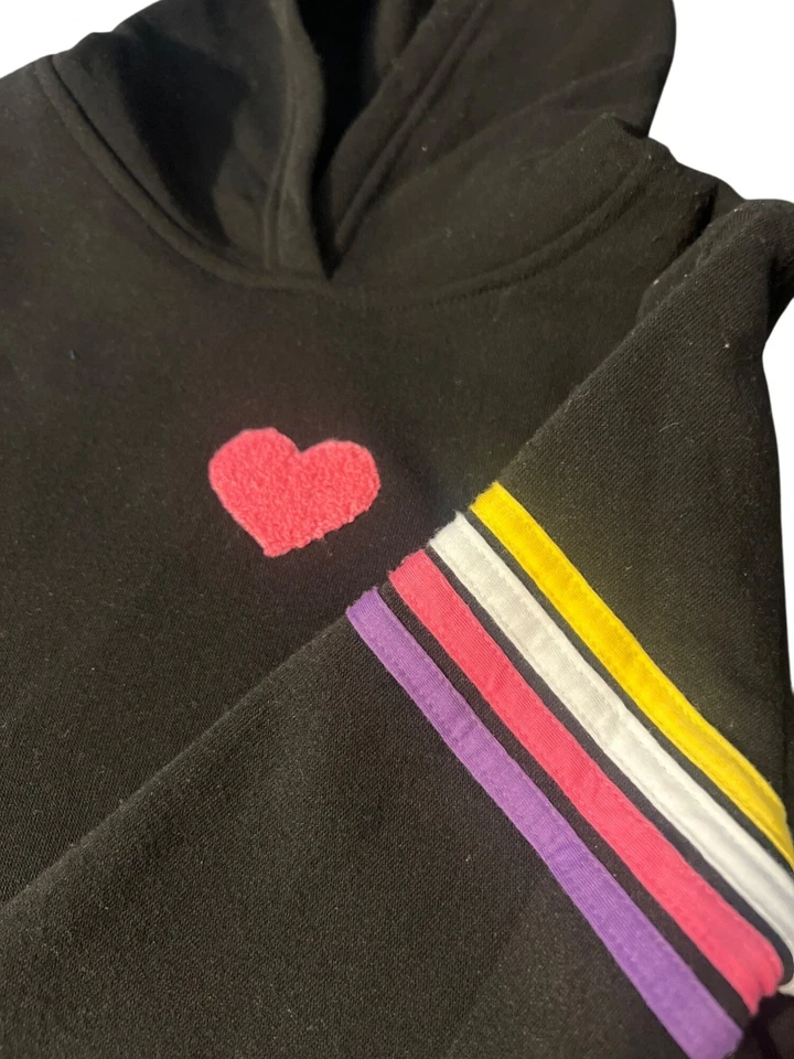 Lucky You Girls 2 Piezas Traje de Sudadera con Capucha Pantalones de Sudadera Rayas Corazón Talla M 10 Nuevo con Etiquetas Foto 3 de 4