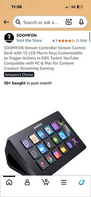 SOOMFON Stream Controller Stream Control Deck with 15 LCD Macro Keys