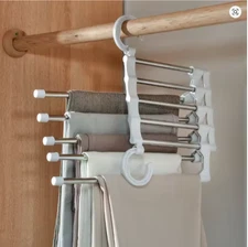 Telescopic Folding Multi-Layer Pants Hanger Rack Space-Saving Wardrobe Organizer