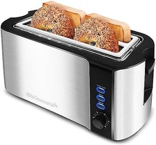 4 Slice Toaster Long Slot Stainless Steel Warming Rack