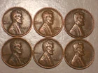 1944,45,46,48,51,53 Lincoln Wheat Cents (VF-XF,  Attractive Lot of 6)