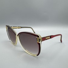 Courreges 8430 A18 Square Gold Red Clear Crystal Gradient Sunglasses Vtg France