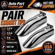 Pair For 2.5 Inlet 2.5 Outlet 9 Ol Stainless Steel Turn Down Exhaust Tail Tip Pair For 2.5 Inlet 2.5 Outlet 9 Ol Stainless Steel Turn Down Exhaust Tail Tip