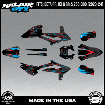 Graphics Kit for Beta RR, RX,RR-S 250 300 (2023-2024) Vizion Series - Cyan Shift