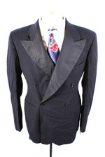 Vintage 1940s Wool Double Breasted Tuxedo Tux Coat Jacket Mens Size 36