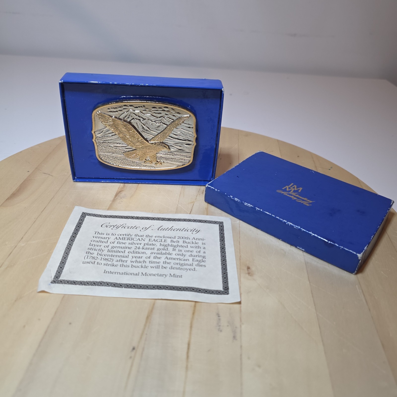 200th Anniversary American Eagle Belt Buckle Sterling Silver 24KT Gold Plate New