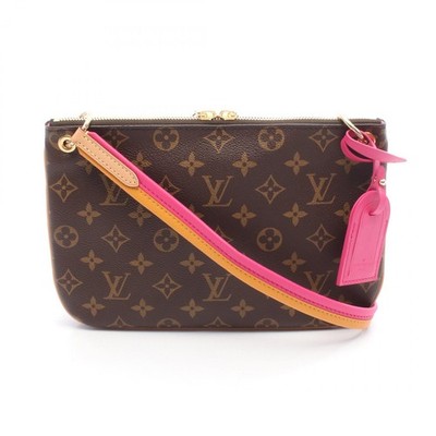 Louis Vuitton Loretta Shoulder Bag Canvas Leather Monogram Brown Pink Vieux