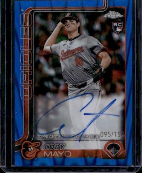 2025 Topps Chrome #RA-CMA Coby Mayo Rookie Auto Blue Raywave #/150