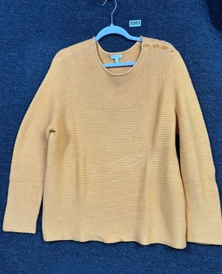 Talbots Knit Sweater Womens Size XL Crew Neck Long Sleeve Button Details Cotton
