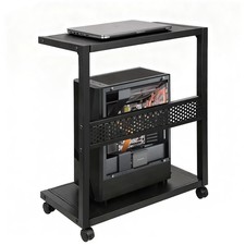 Bfttlity Large 2-Tier Metal PC Computer Tower CPU Holder Stand with Locking Whee