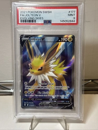 Pokémon 2021 Evolving Skies Jolteon V Full Art Holo 177/203 PSA 9 English