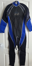SWS Wetsuit Mens Large Black Blue Full Body Surf Diving Suit