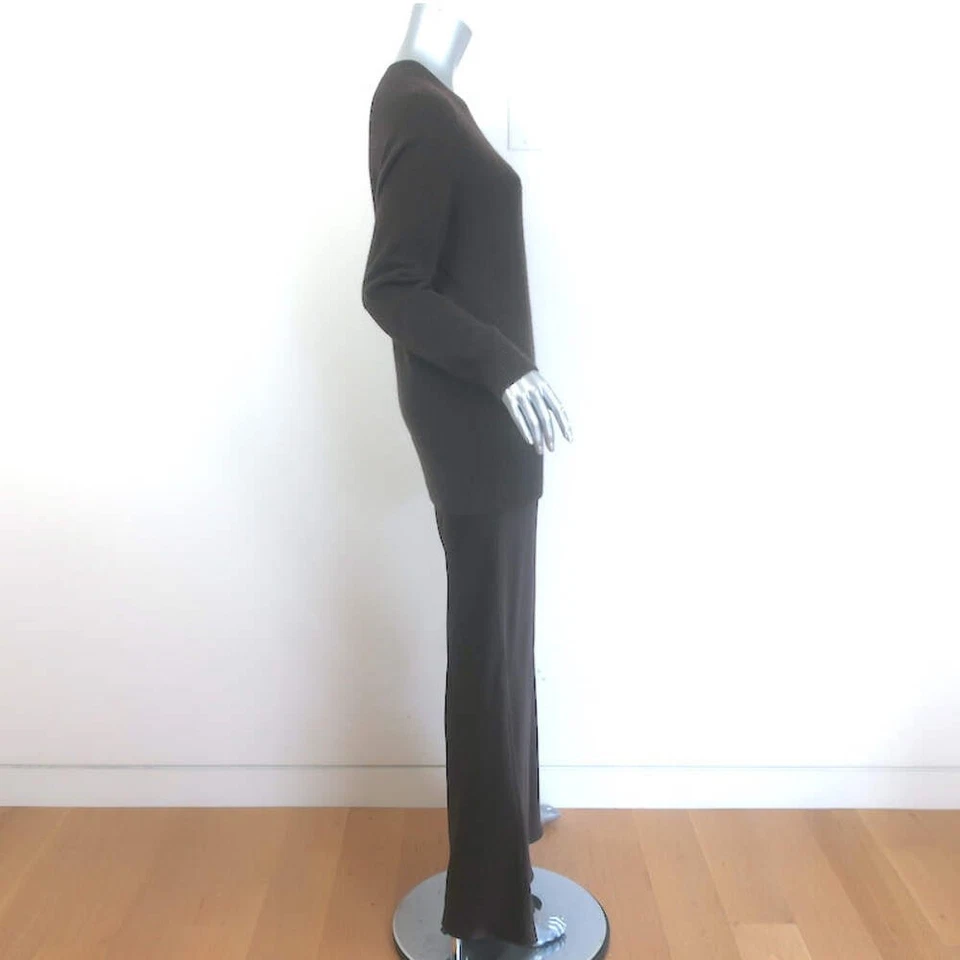 Vestido maxi Christopher Esber Monument cashmere e cetim marrom tamanho extra pequeno - Imagem 4 de 4