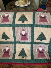 Quilted Wall Hanging. 25" X 25" Santa, Christmas Trees.