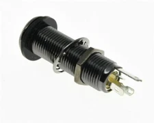 KAISH Stereo Copper Guitar Bass Barrel Jack Cylinder Input/Output Jacks Black