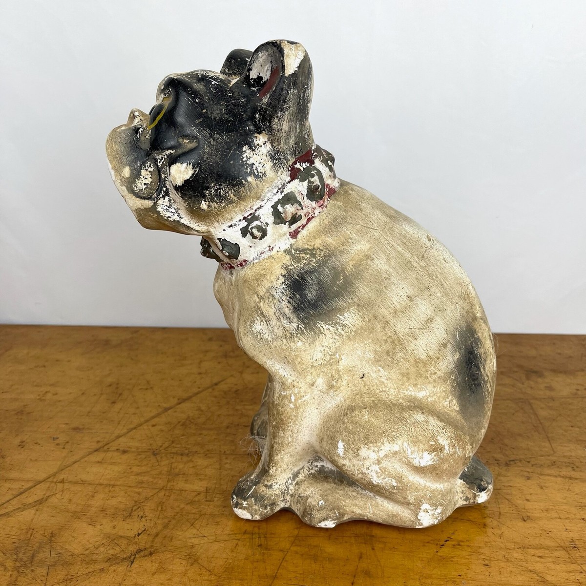 Vtg Plaster Chalkware Boston Terrier French Bulldog Dog Vtg Plaster Chalkware Boston Terrier French Bulldog Dog