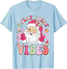 Groovy Cute Santa Claus Christmas Vibes Xmas Present Unisex T-Shirt