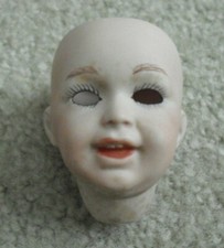 Vintage 1985 Small Porcelain Open Dome Girl Doll Head 2 1/2" Tall