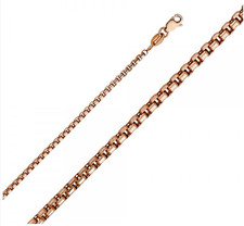 14K Solid Rose Gold 1.8 mm Round Box Diamond Cut Chain Necklace 16-24" RD