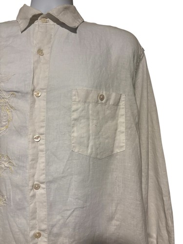 Tori Richard 100% Linen Men’s Long Sleeve Shirt With Embroidered Dragon L - Picture 3 of 9