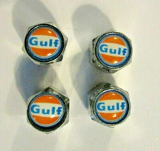 Gulf Gas Tire Caps, Gulf Gasoline car tire valve stem caps, Gulf logo tire caps