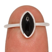Black Onyx - Brazil 925 Sterling Silver Ring Jewelry s.6 CR71888